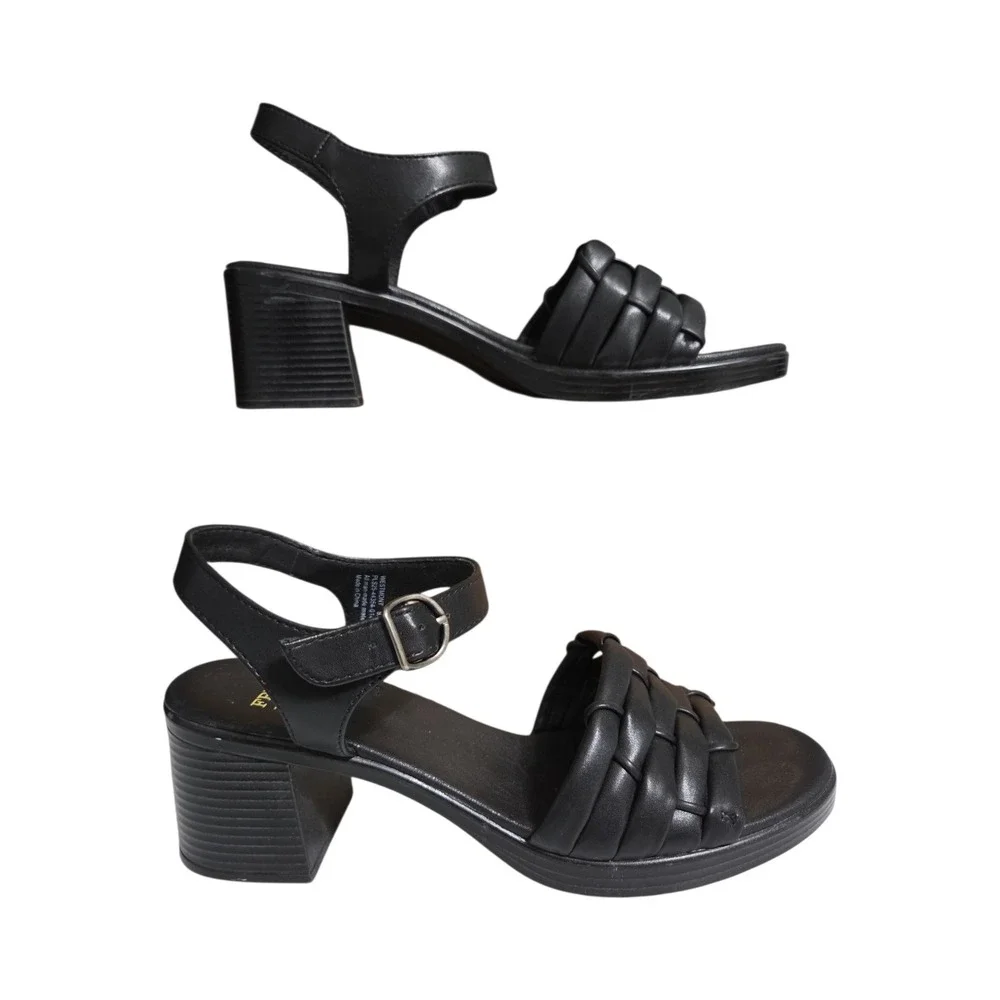 Frye and Co Westmont Black Braided Block‎ Heel Sandals Womens 9M